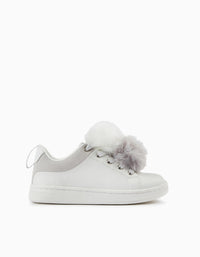 Baskets avec Pompons Fille 'ZY 1996', Blanc/Gris