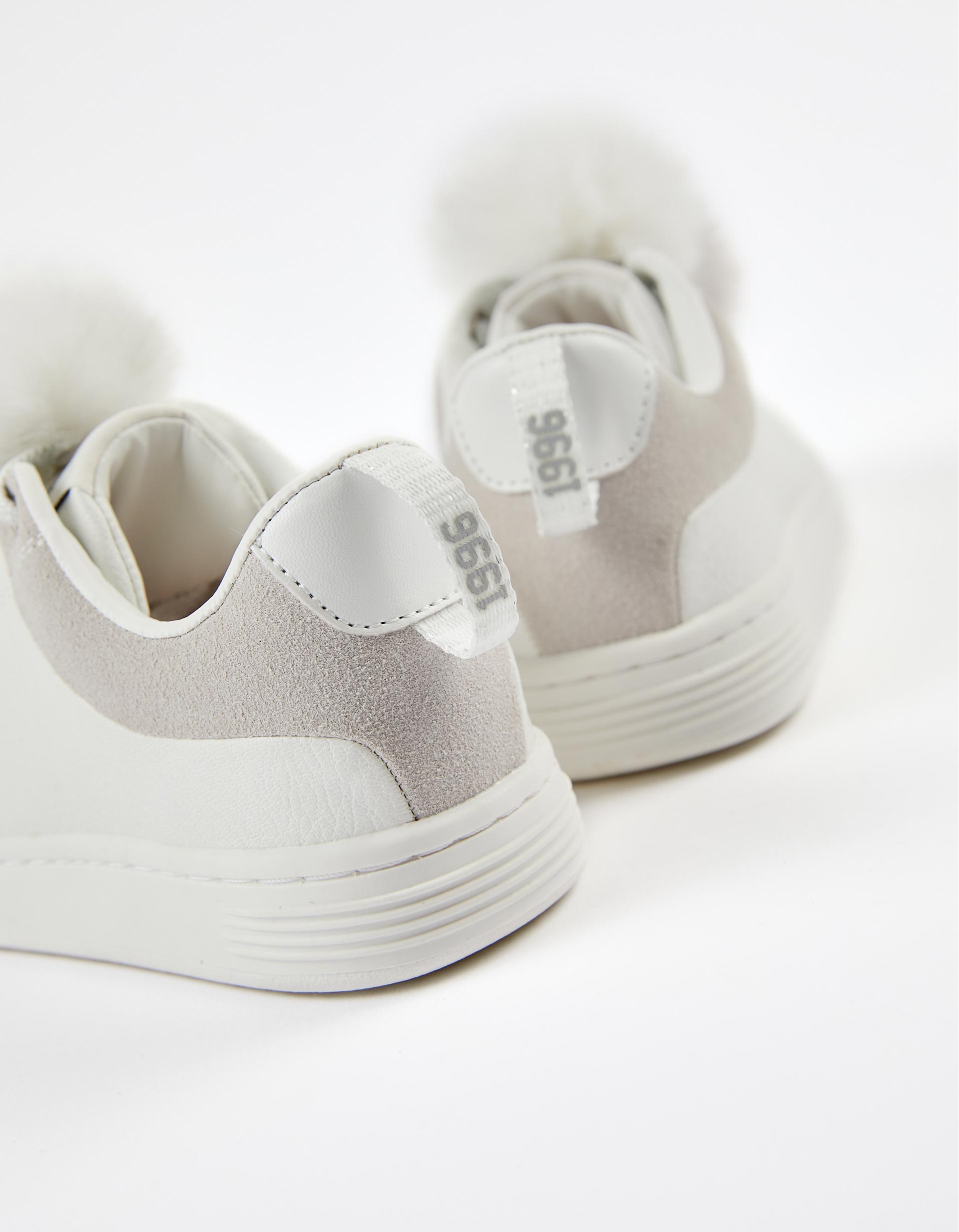 Trainers with Pom-poms for Girls 'ZY 1996', White/Grey