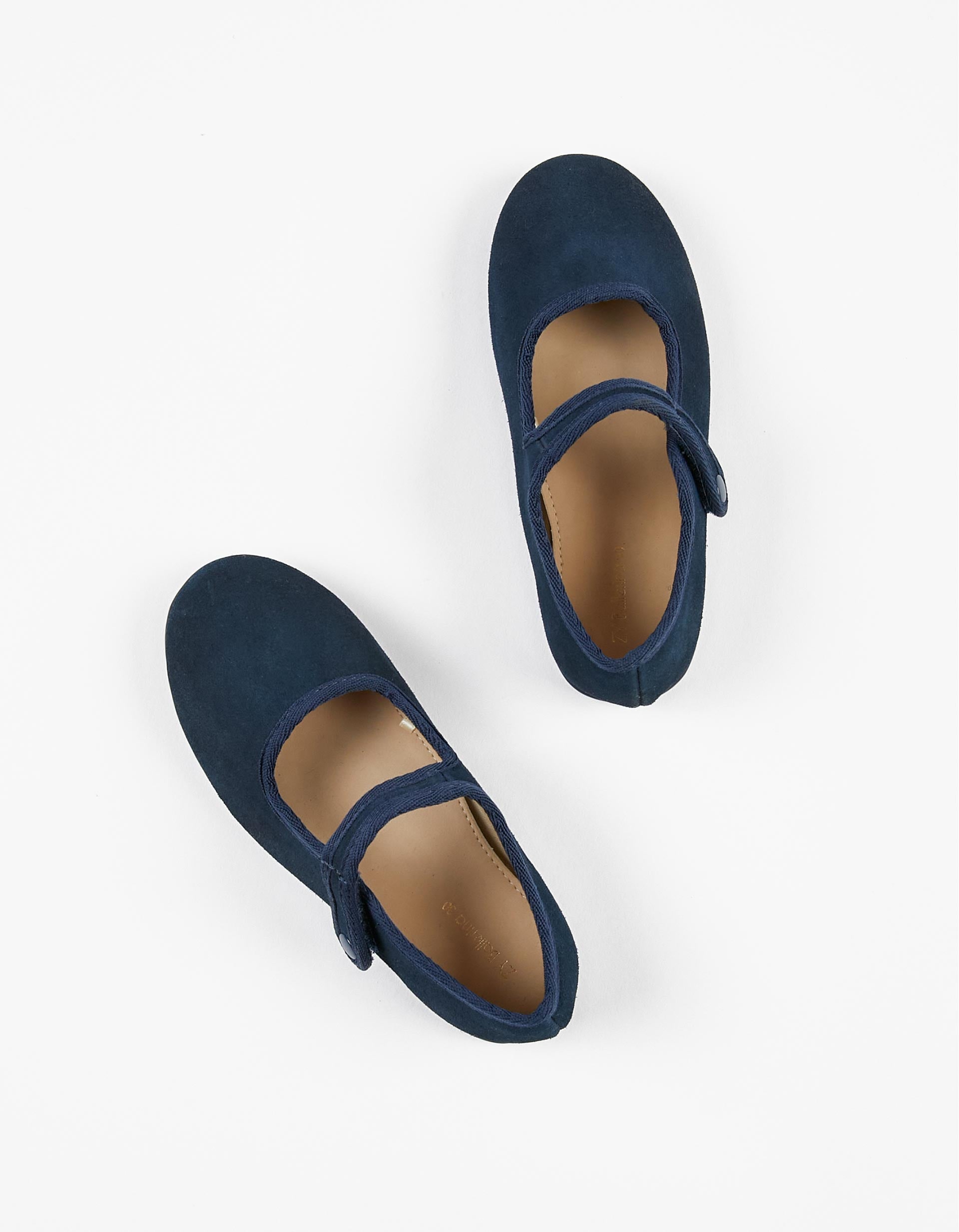 Leather Ballet Pumps for Girls, Dark Blue