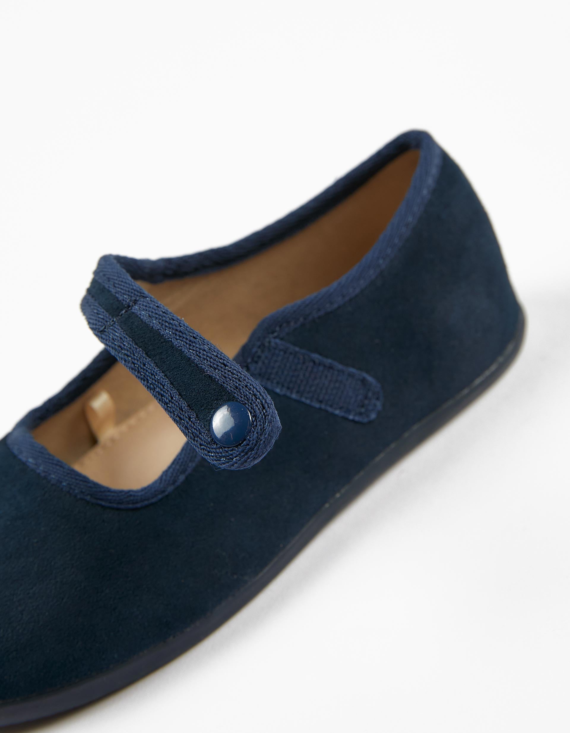 Leather Ballet Pumps for Girls, Dark Blue