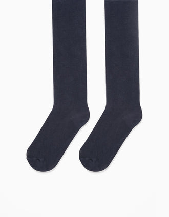 Collants en Maille Anti-Boulochage Pour Fille, Bleu Foncé