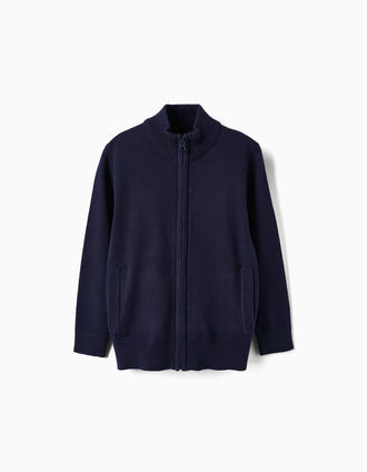 Gilet en Maille pour Garçon, Bleu Foncé