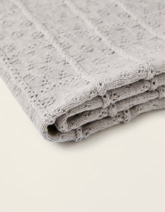 Couverture Tricotée 75X90Cm Zy Baby Grey/Melange