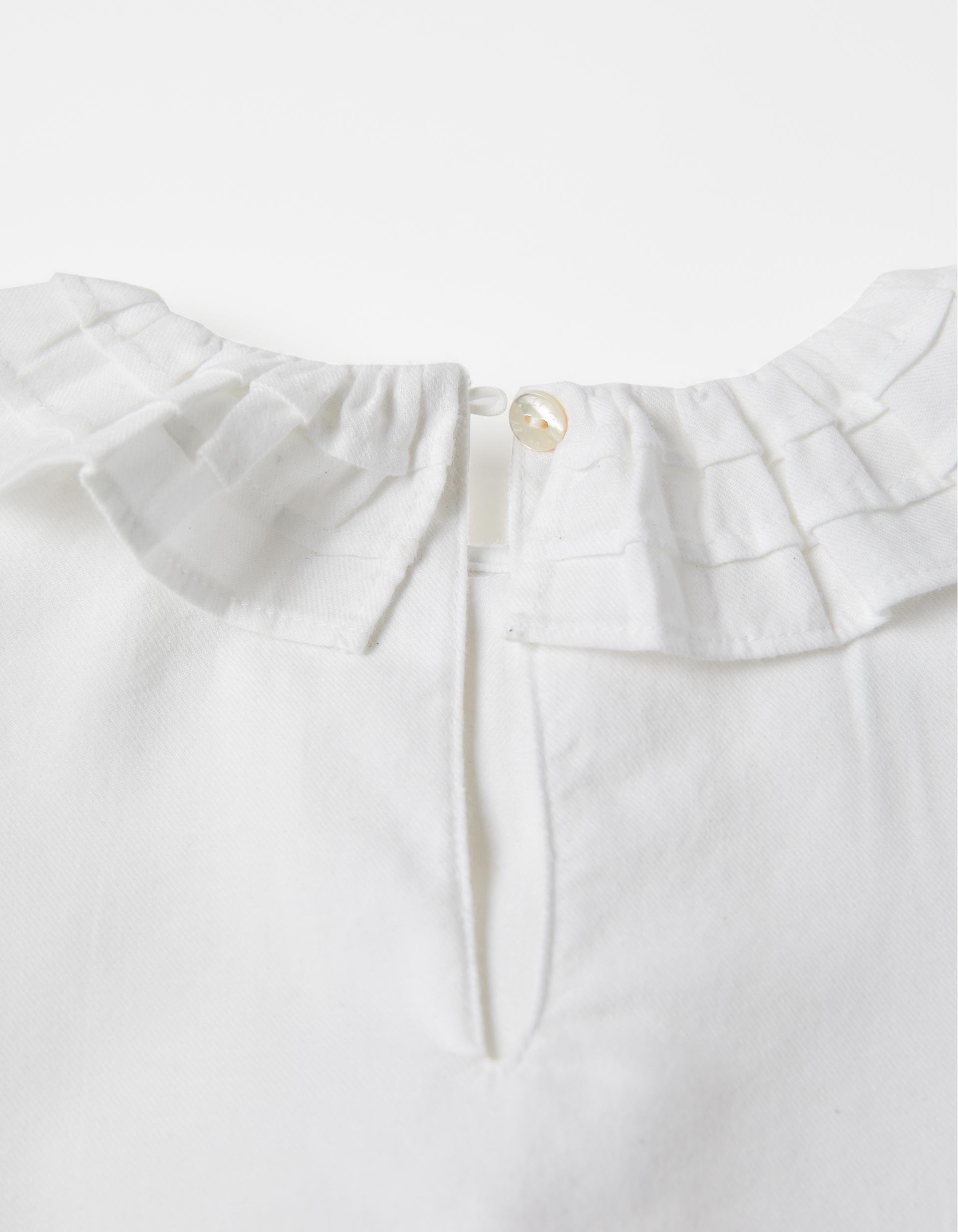 Cotton Twill Blouse for Girls, White