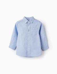 Camisa de Manga Larga de Algodón para Bebé Niño, Azul