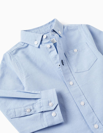 Chemise à Manches Longues en Coton Bébé Garçon, Bleu
