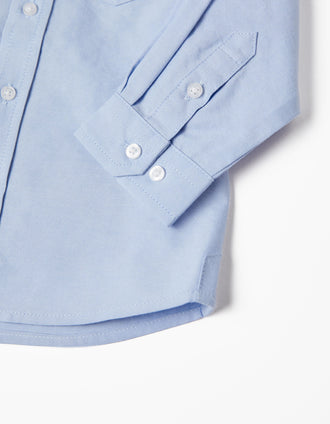 Chemise à Manches Longues en Coton Bébé Garçon, Bleu