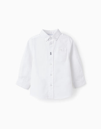 Chemise à Manches Longues en Coton Bébé Garçon, Blanc