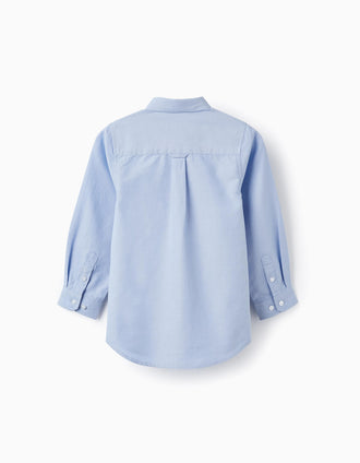 Camisa de Manga Larga de Algodón para Niño, Azul