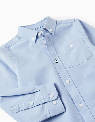Camisa de Manga Larga de Algodón para Niño, Azul