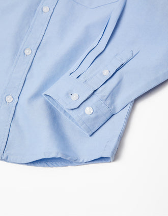 Chemise à Manches Longues en Coton Garçon, Bleu
