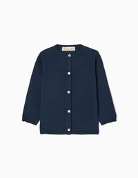 Chaqueta de Punto de Algodón para Bebé Niña, Azul Oscuro