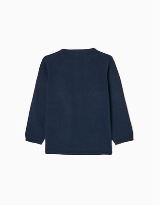 Chaqueta de Punto de Algodón para Bebé Niña, Azul Oscuro