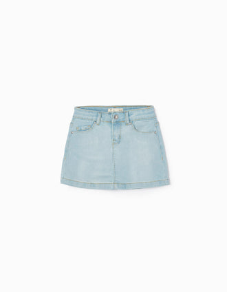 Saia de Ganga em Algodão para Menina, Azul Claro