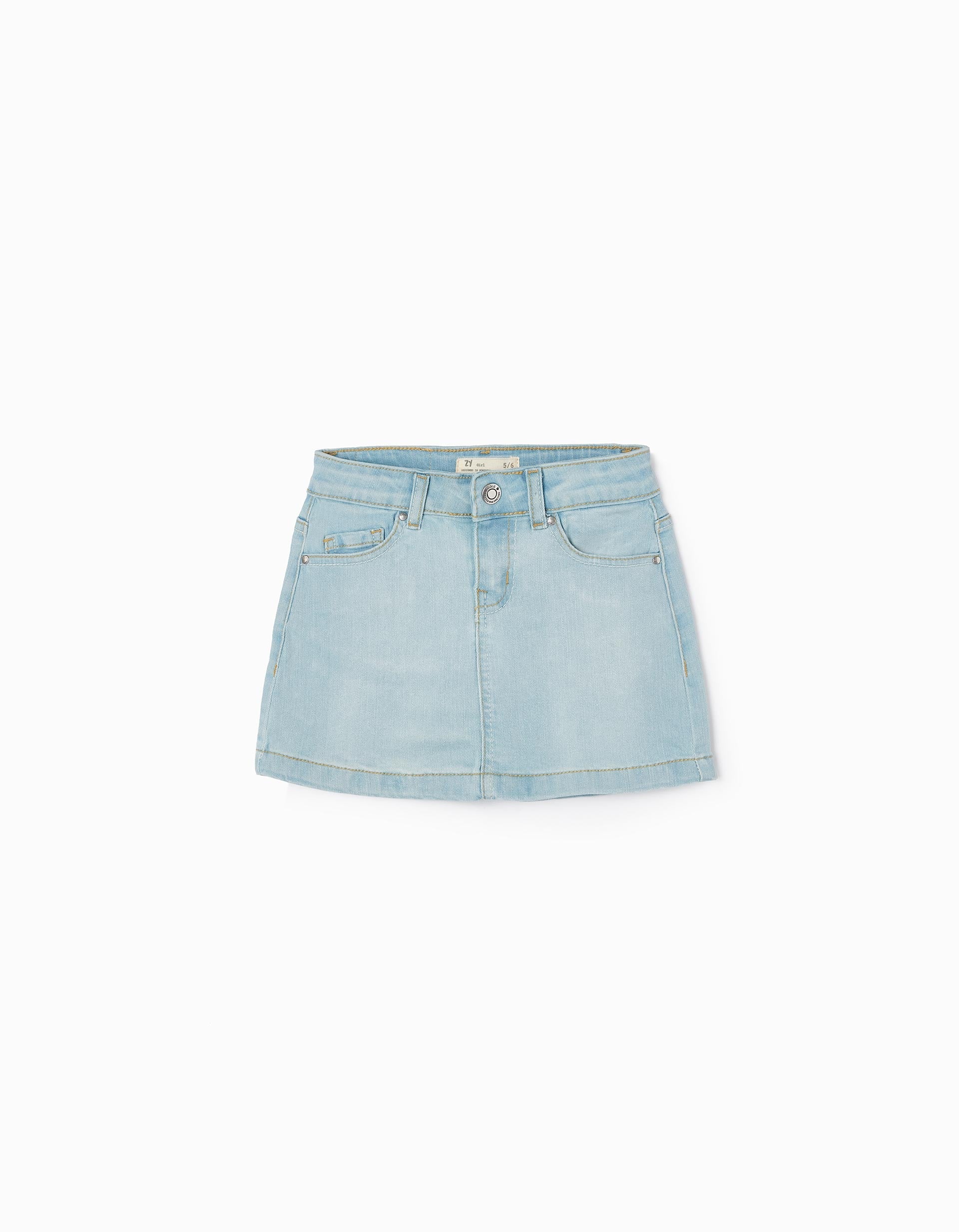 Cotton Denim Skirt for Girls, Light Blue