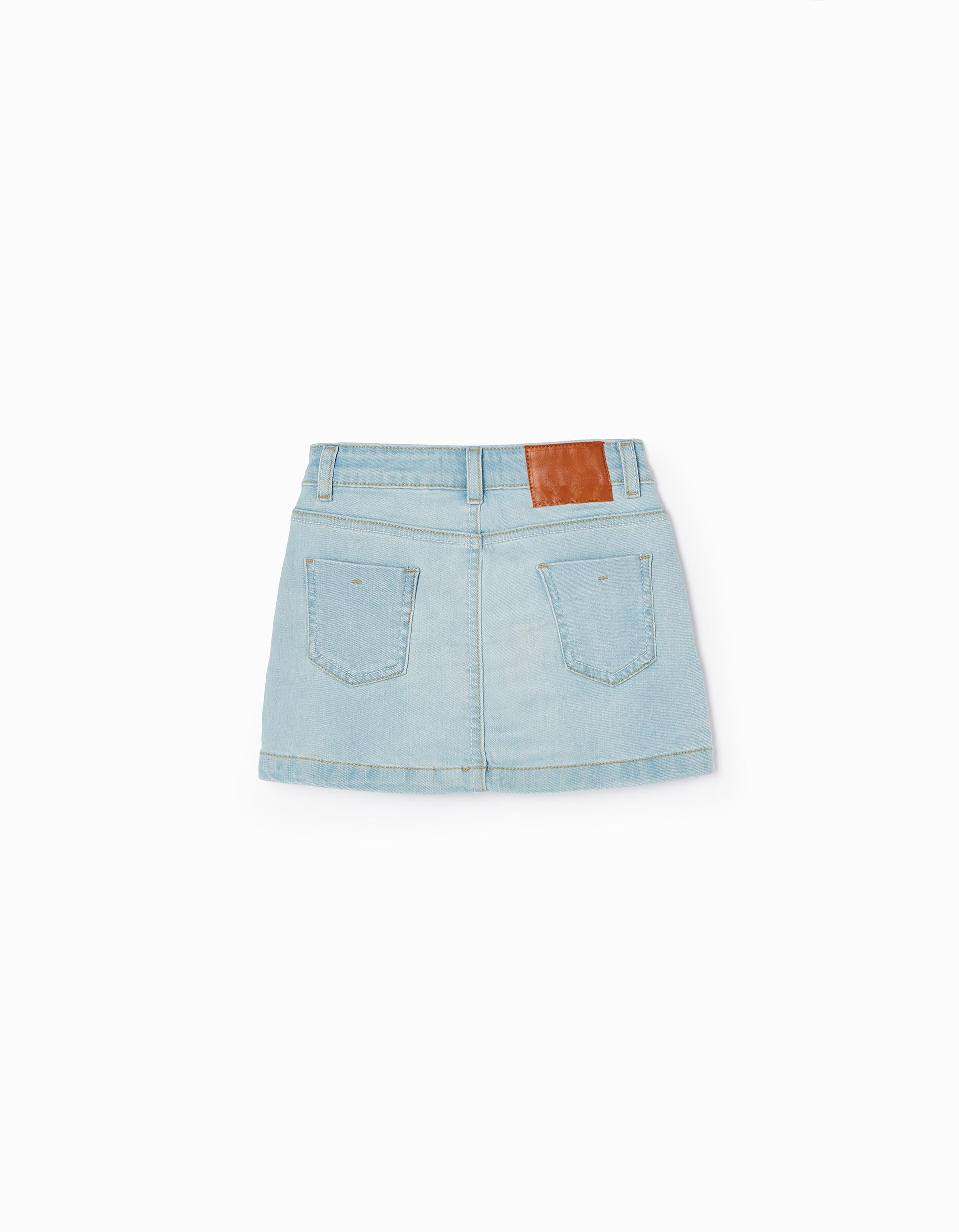 Cotton Denim Skirt for Girls, Light Blue