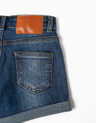 Short Vaquero de Algodón para Niña, Azul