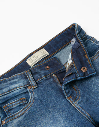 Short Vaquero de Algodón para Niña, Azul