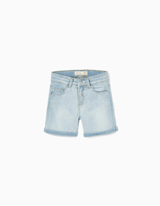 Calções de Ganga para Menina 'Slim Fit', Azul Claro