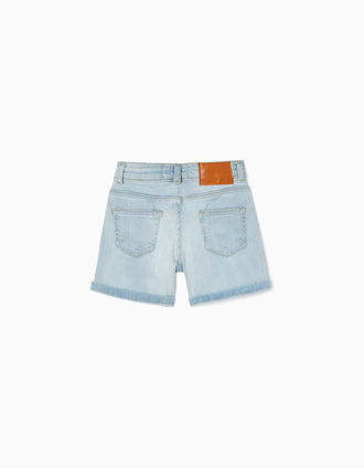 Short Vaquero para Niña 'Slim Fit', Azul Claro