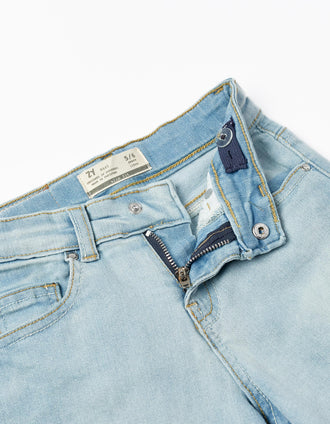 Calções de Ganga para Menina 'Slim Fit', Azul Claro