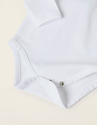 Body-Blusa com Folhos em Algodão para Recém-Nascida, Branco