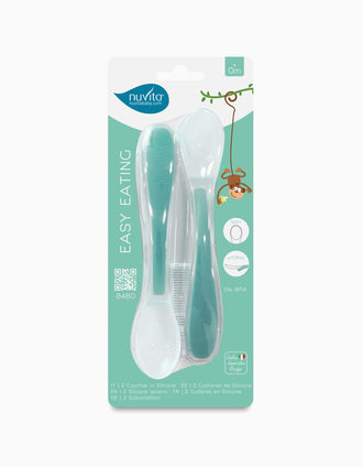 Conjunto 2 Colheres De Silicone Nuvita Verde 6M+