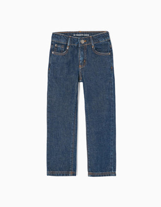 Pantalón Vaquero de Algodón para Niño 'Straight Fit', Azul Oscuro