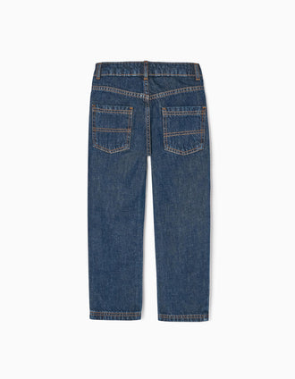 Pantalón Vaquero de Algodón para Niño 'Straight Fit', Azul Oscuro