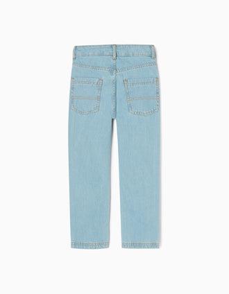 Pantalón Vaquero de Algodón para Niño 'Straight Fit', Azul Claro