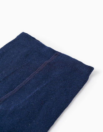 Collants de Malha de Algodão com Laço para Menina, Azul Escuro