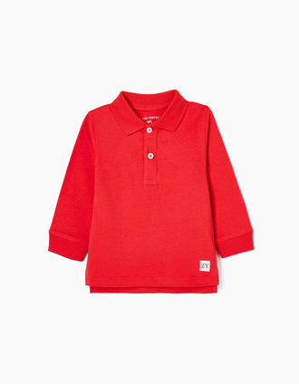 Polo à Manches Longues en Coton Bébé Garçon, Rouge