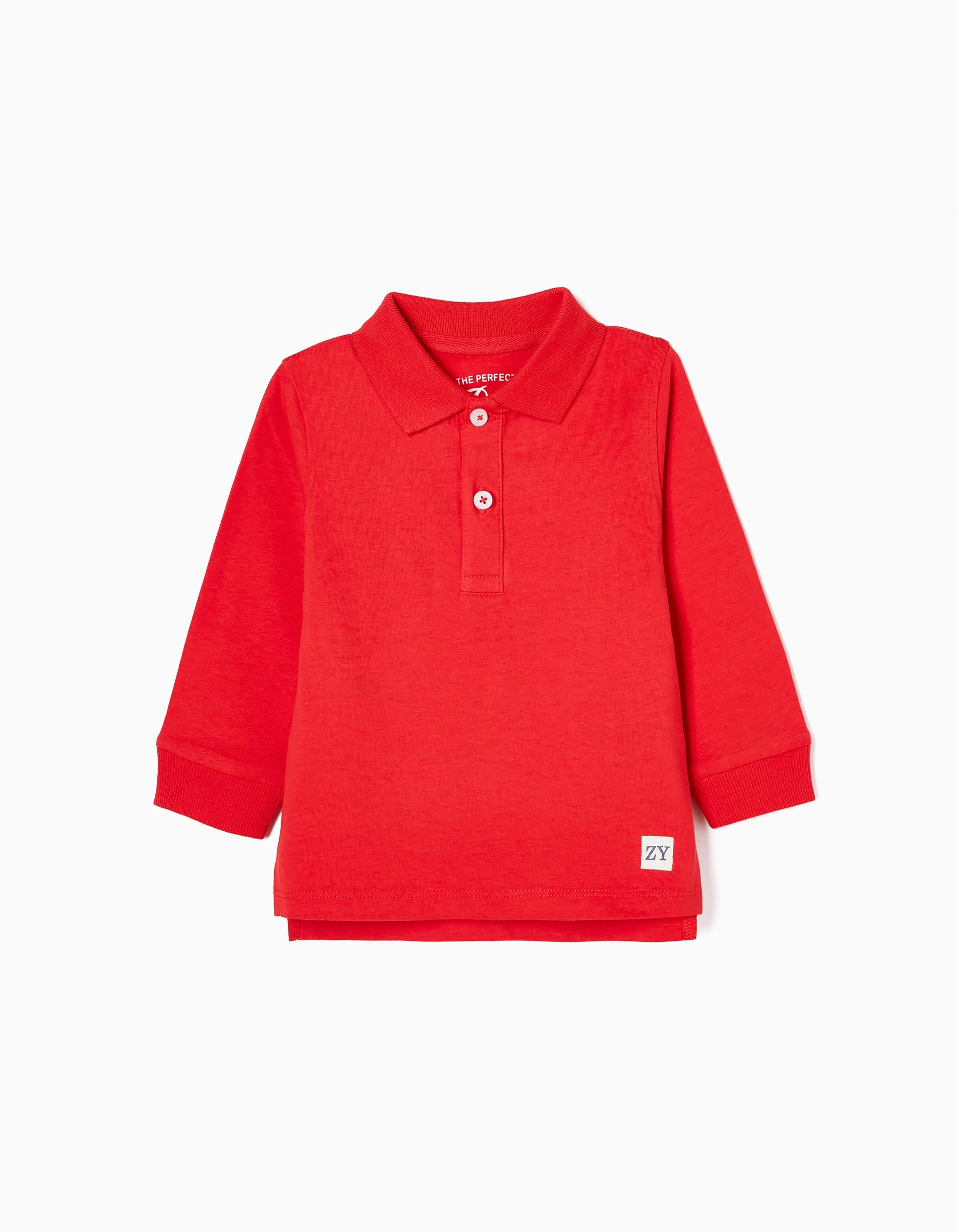 Long Sleeve Cotton Polo Shirt for Baby Boys, Red