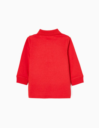 Polo de Manga Larga de Algodón para Bebé Niño, Rojo