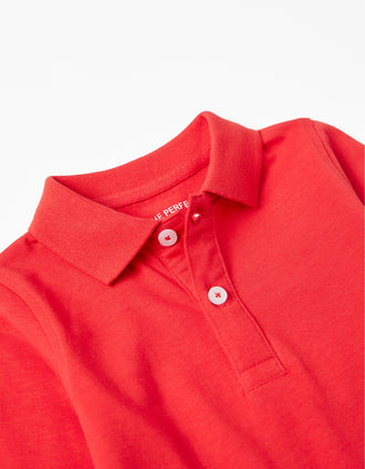 Polo à Manches Longues en Coton Bébé Garçon, Rouge