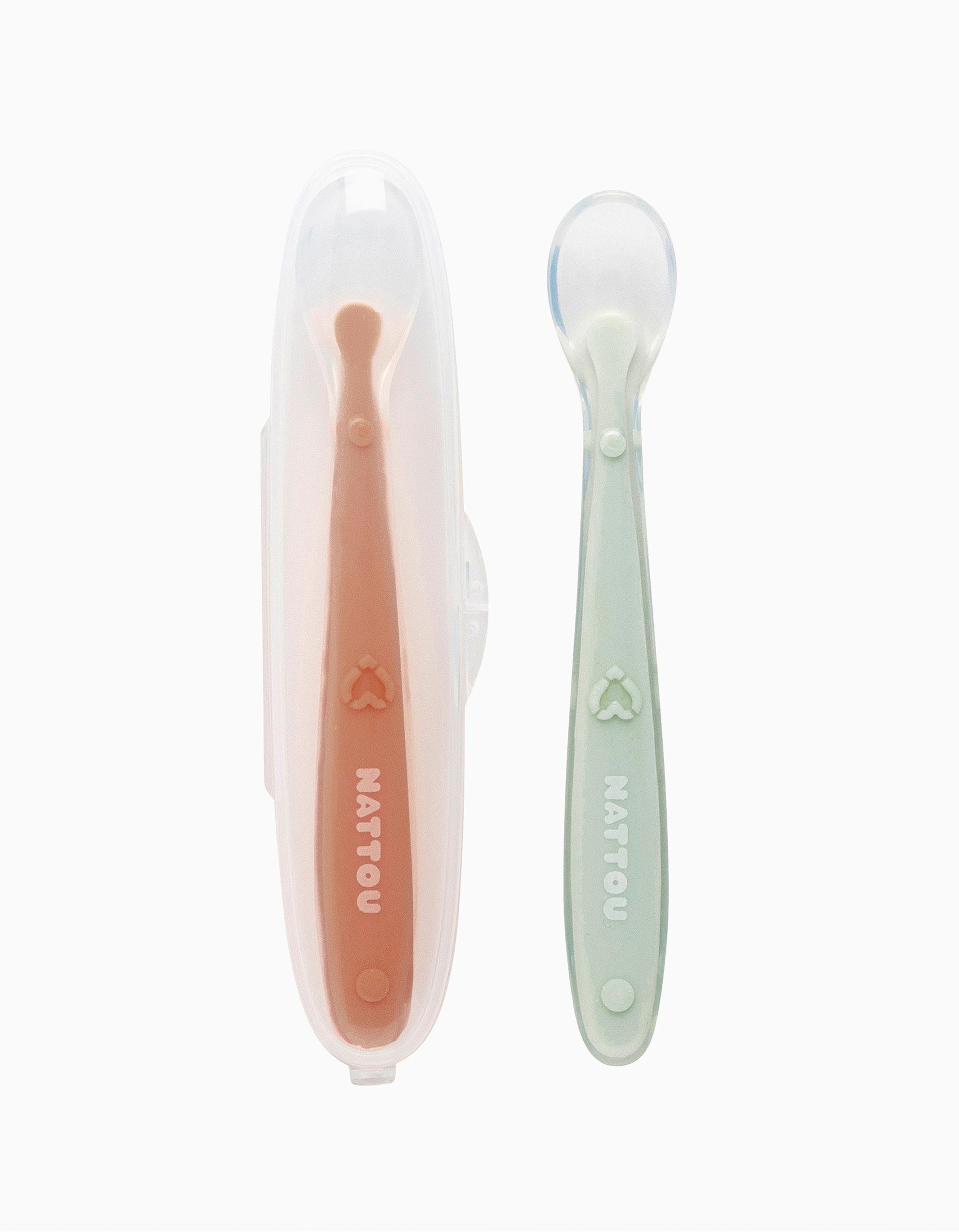 2 Silicone Spoons with Case 6M+