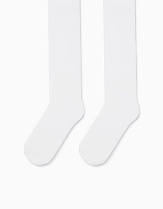 Collants en Maille Anti-Boulochage Pour Fille, Blanc