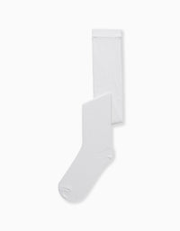 Collants en Maille Anti-Boulochage Pour Fille, Blanc