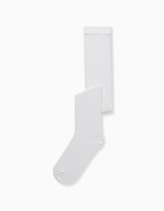 Collants en Maille Anti-Boulochage Pour Fille, Blanc