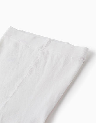 Collants en Maille Anti-Boulochage Pour Fille, Blanc