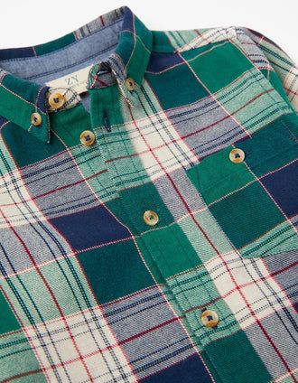 Cotton Shirt with Checkered Pattern for Boys 'You&Me', Green/Dark Blue