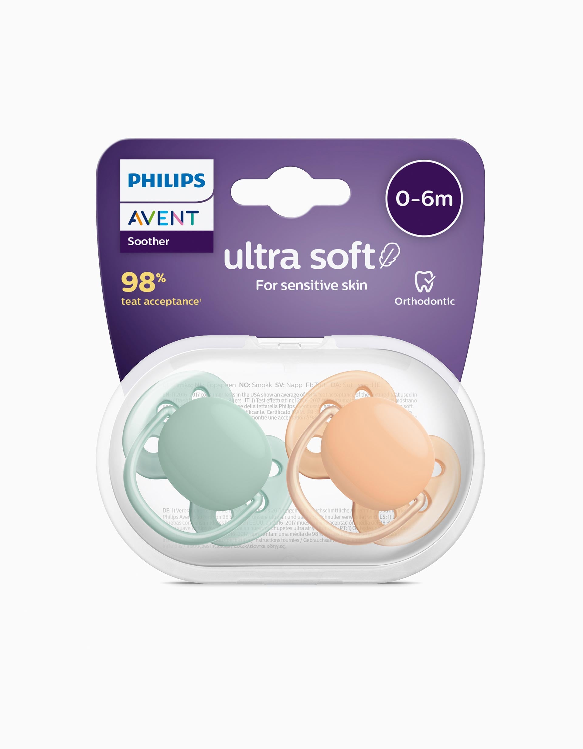 2 Dummies Ultra Soft Silicone 0-6M Philips/Avent