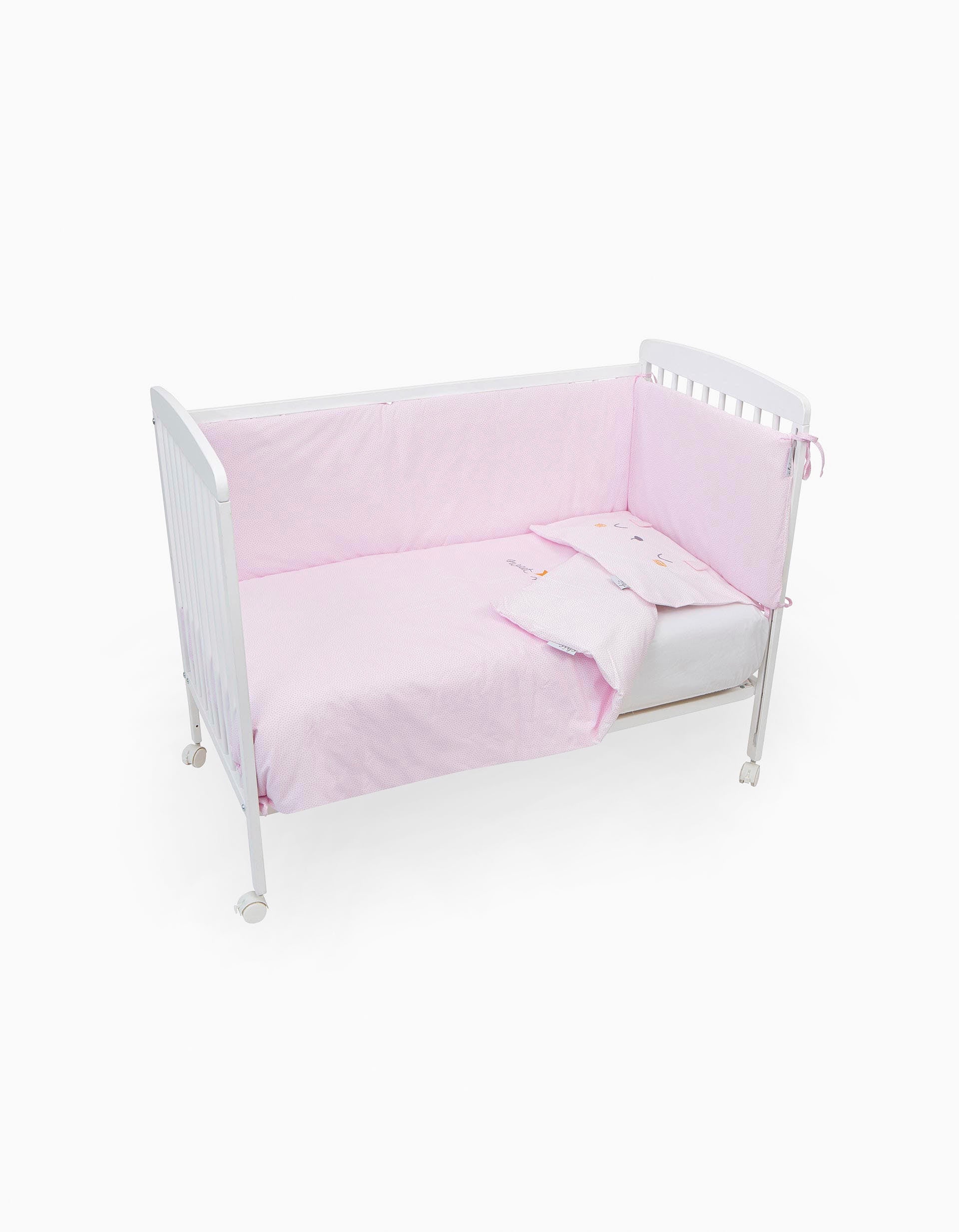 Duvet, Bumper and Pillowcase 60X120Cm Volare Pink Bimbichic