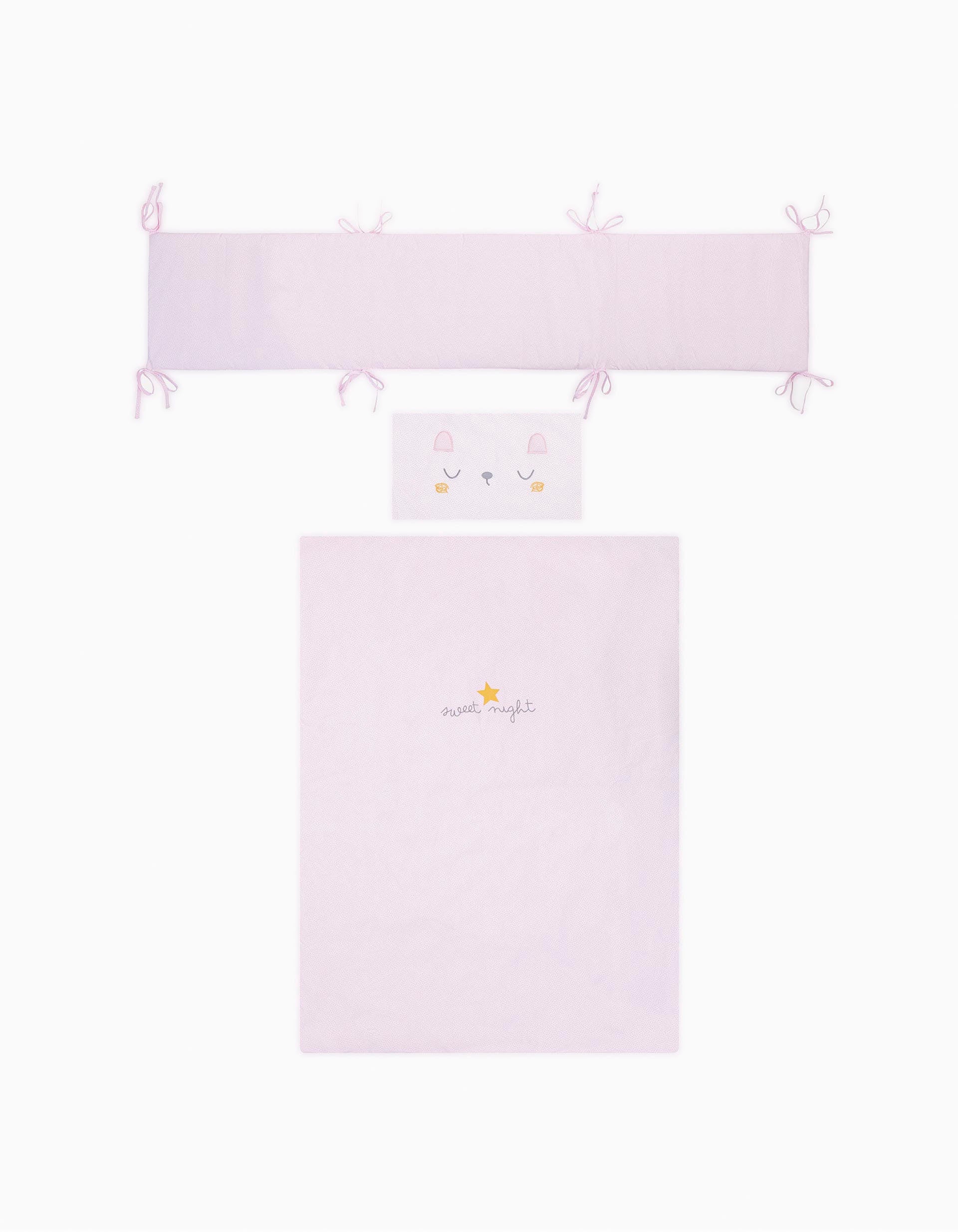 Duvet, Bumper and Pillowcase 60X120Cm Volare Pink Bimbichic