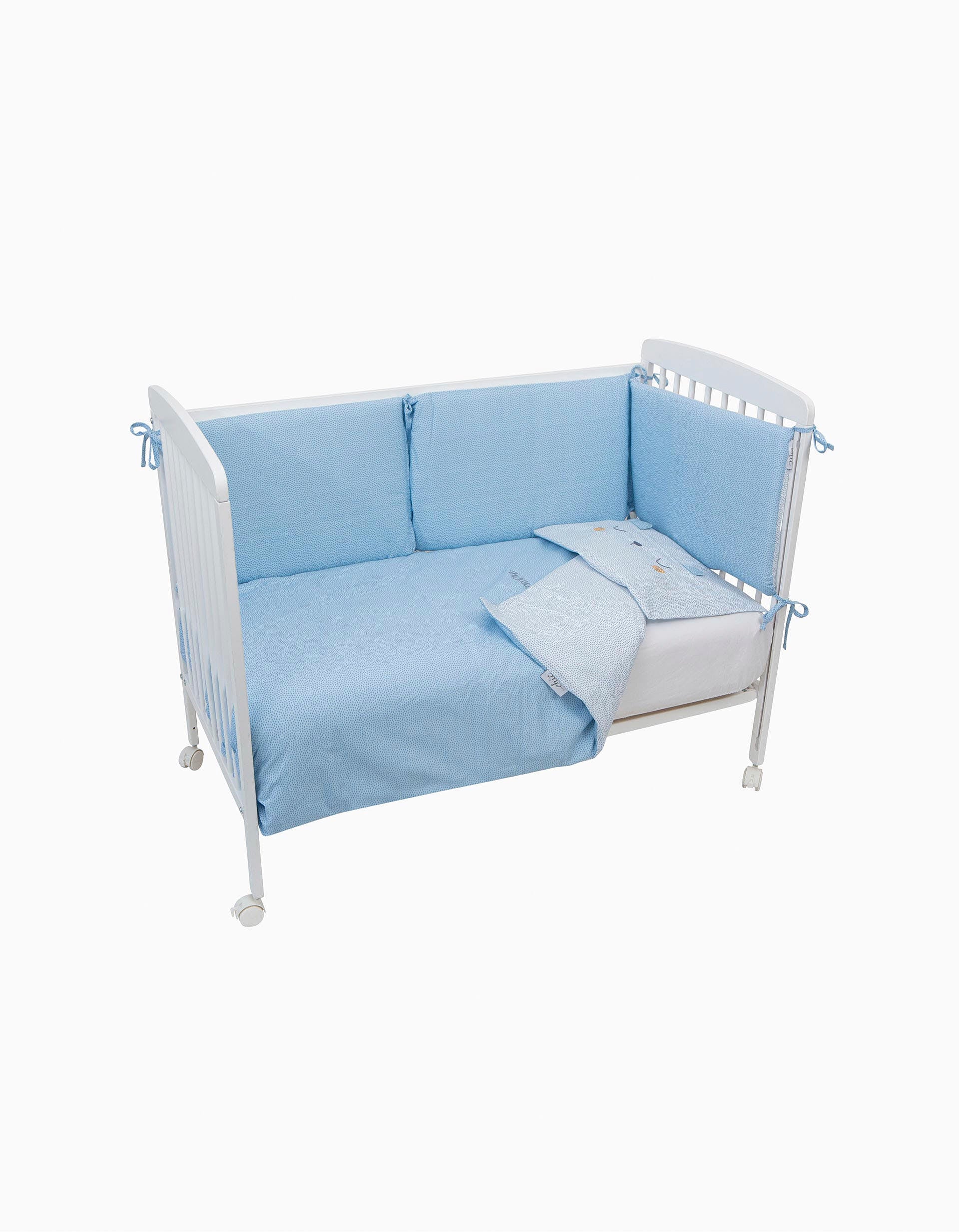 Duvet, Bumper and Pillowcase 60X120Cm Volare Blue Bimbichic