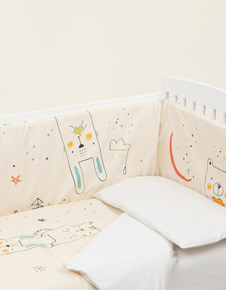 Edredão, Resguardo e Almofada Para Cama 60X120Cm Funny Beige Bimbichic