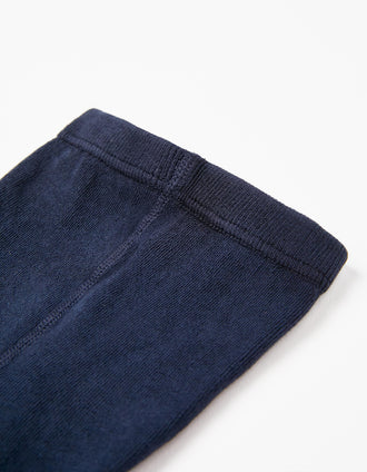 Collant Maille Côtelée Anti-Boulochage Fille, Bleu Foncé
