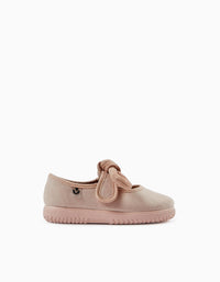 Bailarinas con Lazo para Bebé y Niña 'Victoria', Beige/Rosa