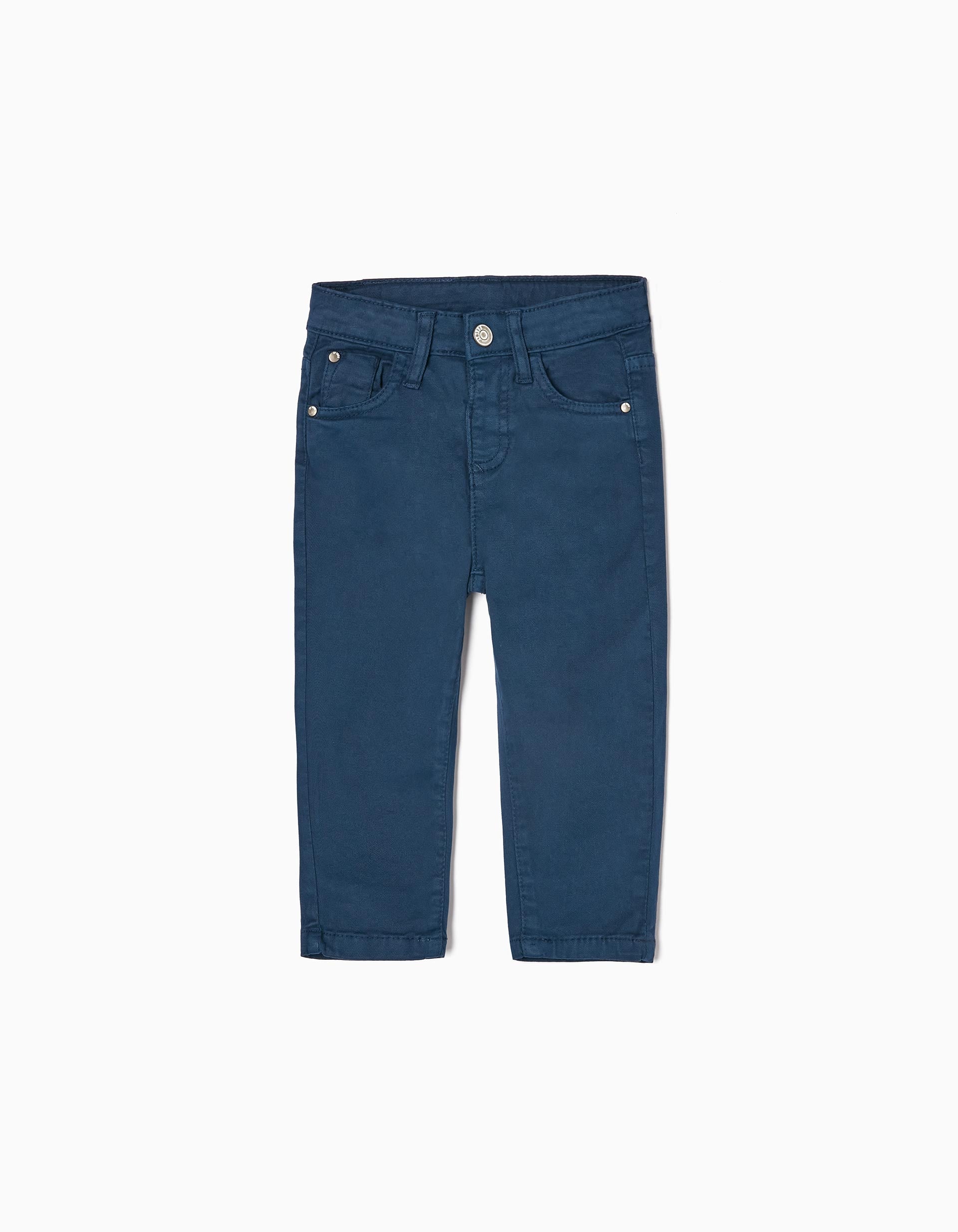 Cotton Twill Trousers for Baby Boys, Dark Blue