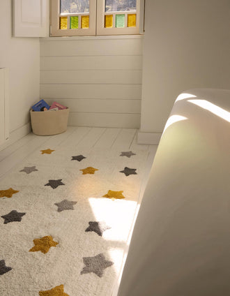 Alfombra con Estrellas Gris/Amarillo ZY Baby 90X150Cm
